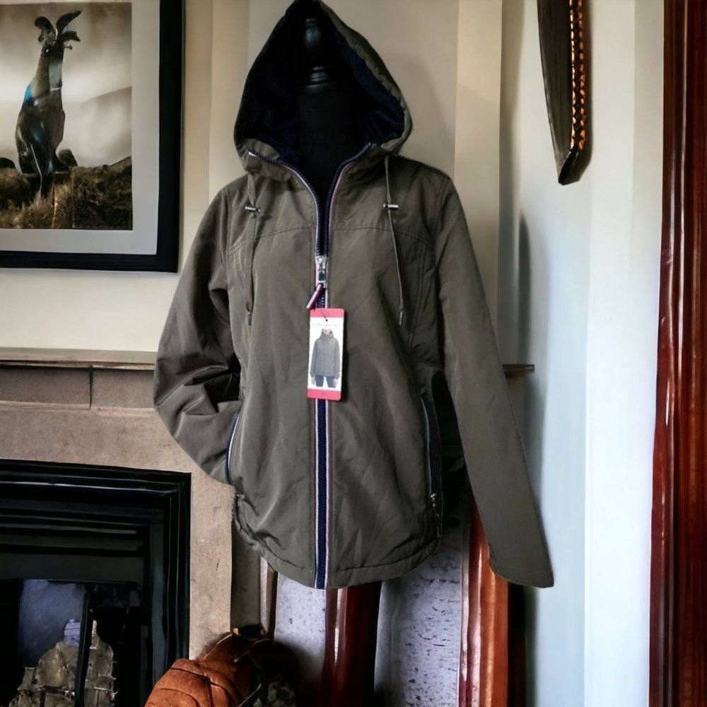 NWT TOMMY HILFIGER (MED) Olive Insulated Plush Lined Winter Jacket